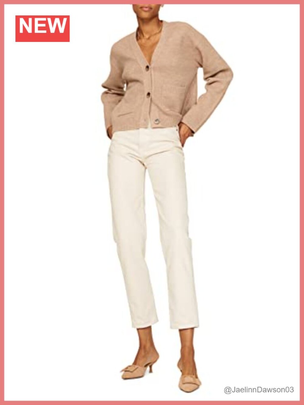 Oversized Cropped V-Neck Button Cardigan Long Sleeve Knit